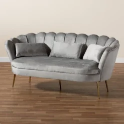 Genia Velvet Fabric Upholstered And Metal Sofa Gray/Gold - Baxton Studio 20 Genia Velvet Fabric Upholstered And Metal Sofa Gray/Gold - Baxton Studio -Urban Dwell Gear Outlet Store GUEST 198ed836 52f4 436c bf15 c4330734d284