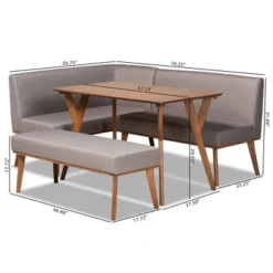 4pc Odessa Mid-Century Modern Fabric Upholstered Wood Dining Nook Set Walnut/Brown - Baxton Studio -Urban Dwell Gear Outlet Store GUEST 1c5af690 abe0 4b00 aacc ac8f3517ef80