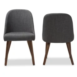 Set Of 2 Cody Mid Century Modern Walnut Finished Wood Fabric Upholstered Dining Chair - Baxton Studio