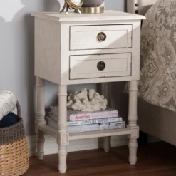 Lenore Country Cottage Farmhouse 2 Drawer Nightstand White - Baxton Studio -Urban Dwell Gear Outlet Store GUEST 1cf17a01 102e 4f1f a7e6 3215d4554bfb