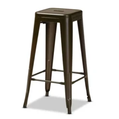 4pc Horton Gunmetal Metal Stackable Barstool Set Gun Metal - Baxton Studio