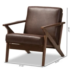 Bianca Mid Century Modern Walnut Wood Distressed Faux Leather Lounge Chair Dark Brown - Baxton Studio -Urban Dwell Gear Outlet Store GUEST 1e41b913 7a1d 46b2 9172 8a8b7cd36fa7
