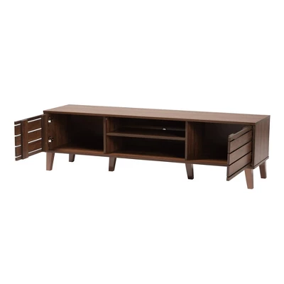 Teresina Wood 2 Door TV Stand For TVs Up To 59" Walnut Brown - Baxton Studio 2 Teresina Wood 2 Door TV Stand For TVs Up To 59" Walnut Brown - Baxton Studio - Image 2