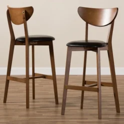 Set Of 2 Eline Mid-Century Modern Walnut Finished Wood Faux Leather Upholstered Barstools Black - Baxton Studio -Urban Dwell Gear Outlet Store GUEST 1f4abcb3 f1ce 4892 907d 6652f9e03e2c