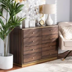 Cormac Wood And Metal 8 Drawer Dresser Walnut Brown/Gold - Baxton Studio 14 Cormac Wood And Metal 8 Drawer Dresser Walnut Brown/Gold - Baxton Studio -Urban Dwell Gear Outlet Store GUEST 204a23dd 00fc 40e4 b239 599ed40bb39c