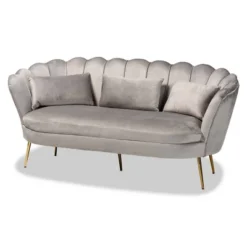 Genia Velvet Fabric Upholstered And Metal Sofa Gray/Gold - Baxton Studio 13 Genia Velvet Fabric Upholstered And Metal Sofa Gray/Gold - Baxton Studio -Urban Dwell Gear Outlet Store GUEST 210a16a6 5fd4 4ae4 8a77 85e0855e7804