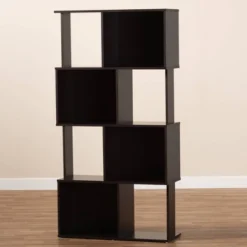 61.42" Riva Geometric Wood Bookshelf Dark Brown - Baxton Studio -Urban Dwell Gear Outlet Store GUEST 214bc967 69ee 4360 bd76 0a5f5597dc21