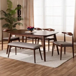 6pc Aeron Wood Dining Set Light Gray/Walnut - Baxton Studio -Urban Dwell Gear Outlet Store GUEST 2226fa19 3496 4e06 9657 4a16968151ec