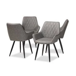 4pc Astrid Leather Upholstered Metal Dining Chairs - Baxton Studio -Urban Dwell Gear Outlet Store GUEST 22f457f1 032d 494a 8714 9d5c22dd939c
