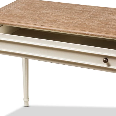 Marquetterie French Provincial Weathered Oak Wash Writing Desk White - Baxton Studio 3 Marquetterie French Provincial Weathered Oak Wash Writing Desk White - Baxton Studio - Image 3