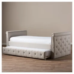 Twin Swanson Modern And Contemporary Fabric Tufted Daybed With Roll-Out Trundle Guest Bed - Baxton Studio -Urban Dwell Gear Outlet Store GUEST 232e4719 b59f 422b a319 18e2cb7d875d