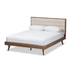 Soloman Mid - Century Modern Fabric And Walnut Finished Wood Platform Bed - Baxton Studio -Urban Dwell Gear Outlet Store GUEST 23639ba6 0383 44fe b8ac 0ff0b31fa0ad