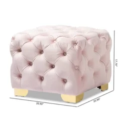 Avara Velvet Finished Button Tufted Ottoman Pink - Baxton Studio -Urban Dwell Gear Outlet Store GUEST 2439af04 5d6c 4653 97c8 0a0869702a1e