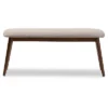 Flora Mid-Century Modern Light Gray Fabric & Oak Medium Brown Finishing Wood Dining Bench - Baxton Studio
