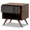 1 Drawer Naoki Two-Tone Wood Nightstand Gray/Walnut - Baxton Studio