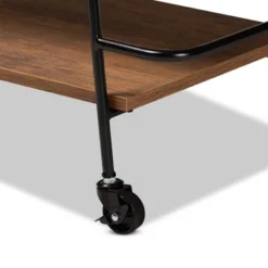 Small Bernard Rustic Industrial Metal And Wood 3 Tier Mobile Wine Bar Cart Black/Walnut - Baxton Studio -Urban Dwell Gear Outlet Store GUEST 255e5a85 770c 457a b152 50b1f2961245