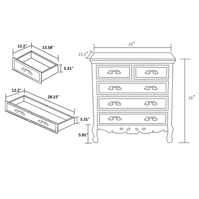 Levron Two-Tone Wood 5 Drawer Storage Cabinet Walnut Brown/White - Baxton Studio 10 Levron Two-Tone Wood 5 Drawer Storage Cabinet Walnut Brown/White - Baxton Studio - Image 10