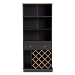 Baxton Studio Mattia And Oak Finished Wood Wine Cabinet Gray/Brown - BaxtonStudio -Urban Dwell Gear Outlet Store GUEST 2662d0e5 9ed6 47b0 99f5 57d236edf8d7