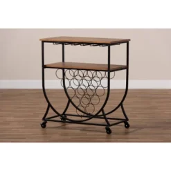 Dania Antique Vintage Industrial Metal And Wood Mobile Wine Bar Cart Black/Walnut - Baxton Studio -Urban Dwell Gear Outlet Store GUEST 267fdb9b e323 446f 973f 561cf8ee4181