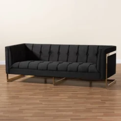 Ambra Velvet Upholstered And Button Tufted Sofa Black/Gold - Baxton Studio -Urban Dwell Gear Outlet Store GUEST 269a8410 3143 4272 ae90 3193fe8a8e6f