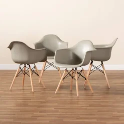 4pc Galen Plastic And Wood Dining Chair Set - Baxton Studio -Urban Dwell Gear Outlet Store GUEST 271077b2 6f1c 41d7 a05f 75a0b4c0d47e