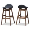 2pc 30" Fabric Upholstered Wood Finishing Barstool Dark Blue - Baxton Studio