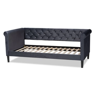 Cora Velvet Fabric Upholstered And Wood Daybed - Baxton Studio 3 Cora Velvet Fabric Upholstered And Wood Daybed - Baxton Studio - Image 3