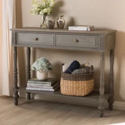 Noemie Country Cottage Farmhouse Finished 2 Drawer Console Table Brown - Baxton Studio -Urban Dwell Gear Outlet Store GUEST 27f5d475 a163 4d3e afd6 2736abe8b73f