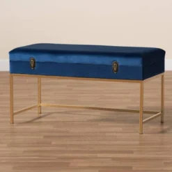 Aliana Metal Large Ottoman Navy Blue/Gold - Baxton Studio -Urban Dwell Gear Outlet Store GUEST 2a3c144b df72 4f14 8008 bf9b60239009