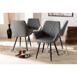 4pc Astrid Leather Upholstered Metal Dining Chairs - Baxton Studio -Urban Dwell Gear Outlet Store GUEST 2aacd77c 5bc8 4da7 a257 a586fa9b59dd