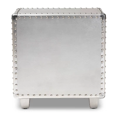 2 Drawer Davet Metal Nightstand Silver - Baxton Studio 3 2 Drawer Davet Metal Nightstand Silver - Baxton Studio - Image 3