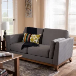 Baxton Studio Sava Fabric Upholstered Walnut Wood 2 Seater Loveseat Gray - BaxtonStudio -Urban Dwell Gear Outlet Store GUEST 2c8fe42d 0d14 4c97 bf0f 6a0782730ffb
