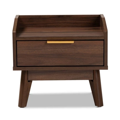 Lena Walnut Finished Wood Nightstand Brown - Baxton Studio 7 Lena Walnut Finished Wood Nightstand Brown - Baxton Studio - Image 7