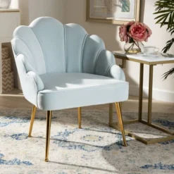 Cinzia Velvet Upholstered Seashell Shaped Accent Chair - Baxton Studio -Urban Dwell Gear Outlet Store GUEST 2d694f0a 74b8 43fa b86b d861648a5ece