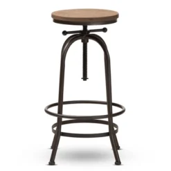 Baxton Studio Aline Wood And Rust Finished Steel Adjustable Swivel Barstool Brown - BaxtonStudio -Urban Dwell Gear Outlet Store GUEST 2d970210 d76d 462c 9ed8 8e4c5b1d3760