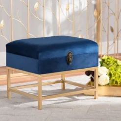 Aliana Fabric And Metal Ottoman Navy Blue/Gold - Baxton Studio 13 Aliana Fabric And Metal Ottoman Navy Blue/Gold - Baxton Studio -Urban Dwell Gear Outlet Store GUEST 2df85332 dadb 4c91 b4a7 7fe43573b13d