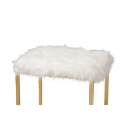 Gwyn Glam And Luxe Faux Fur Upholstered And Metal Ottoman White/Gold - Baxton Studio -Urban Dwell Gear Outlet Store GUEST 2e9f8aa8 6ace 4e8f 81ca abf4e0fa9ed7