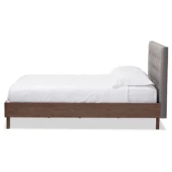 Alinia Mid-Century Retro Modern Fabric Upholstered Walnut Wood Platform Bed - Queen - Baxton Studio -Urban Dwell Gear Outlet Store GUEST 2fa11334 7269 40ff b844 0a4e9c81de74