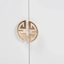 Kamana Two-Tone Wood And Metal 2 Door Storage Cabinet White/Gold/Oak Brown - Baxton Studio -Urban Dwell Gear Outlet Store GUEST 3035f70e 2aa4 40bb a76a 21d38a6cbc7c