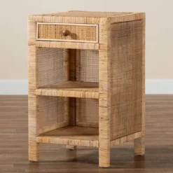 Bella Mahogany Wood And Natural Rattan 1 Drawer Nightstand Natural Brown - Baxton Studio -Urban Dwell Gear Outlet Store GUEST 30afd8a8 d21b 4690 b3f3 ea50ad85ff4d