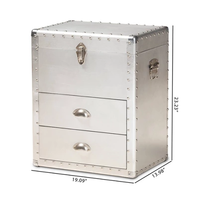 Serge Metal 2 Drawer Accent Storage Chest Silver - Baxton Studio 10 Serge Metal 2 Drawer Accent Storage Chest Silver - Baxton Studio - Image 10