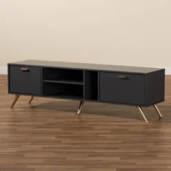 Kelson Wood TV Stand For TVs Up To 55" Dark Gray/Gold - Baxton Studio 8 Kelson Wood TV Stand For TVs Up To 55" Dark Gray/Gold - Baxton Studio -Urban Dwell Gear Outlet Store GUEST 32da184b 8a9f 48e2 9f95 1562aa0996e6
