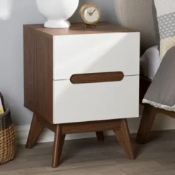 Calypso Mid - Century Modern Wood 3 - Drawer Storage Nightstand - Brown - Baxton Studio -Urban Dwell Gear Outlet Store GUEST 33435314 26e0 45ce 8e07 d3100cc65724
