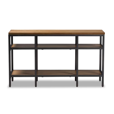 Caribou Rustic Industrial Style Oak Wood And Metal Finished Console Table Black - Baxton Studio 1 Caribou Rustic Industrial Style Oak Wood And Metal Finished Console Table Black - Baxton Studio