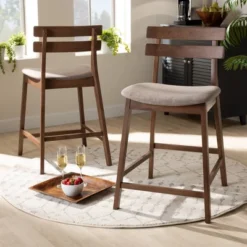 Set Of 2 Larine Wood Counter Height Barstools - Baxton Studio -Urban Dwell Gear Outlet Store GUEST 33a844c2 3ce7 4822 b316 7188095d8a92