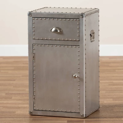 Serge Metal 1 Door Accent Storage Cabinet Silver - Baxton Studio 9 Serge Metal 1 Door Accent Storage Cabinet Silver - Baxton Studio - Image 9