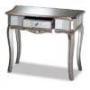 Elgin Brushed Wood And Mirrored Glass 1 Drawer Console Table Silver/Mirror - Baxton Studio