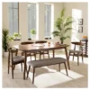 6pc Dining Set Flora Mid-Century Modern Finishing Wood Light Gray/Medium Brown - Baxton Studio