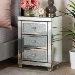 Ralston 3 Drawers Mirrored Nightstand - Baxton Studio -Urban Dwell Gear Outlet Store GUEST 355b186c a7b5 497a ace2 15531f1450e1