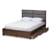 Macey Modern And Contemporary Fabric Upholstered Walnut Finished Storage Platform Bed Gray/Brown - Baxton Studio